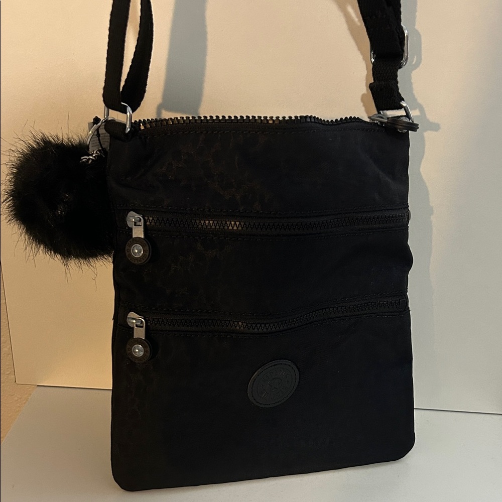 Kipling Black Crossbody Bag with Pom Pom